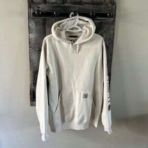 Men's Carhartt Hoodie Small Loose Fit Cream w/Brown